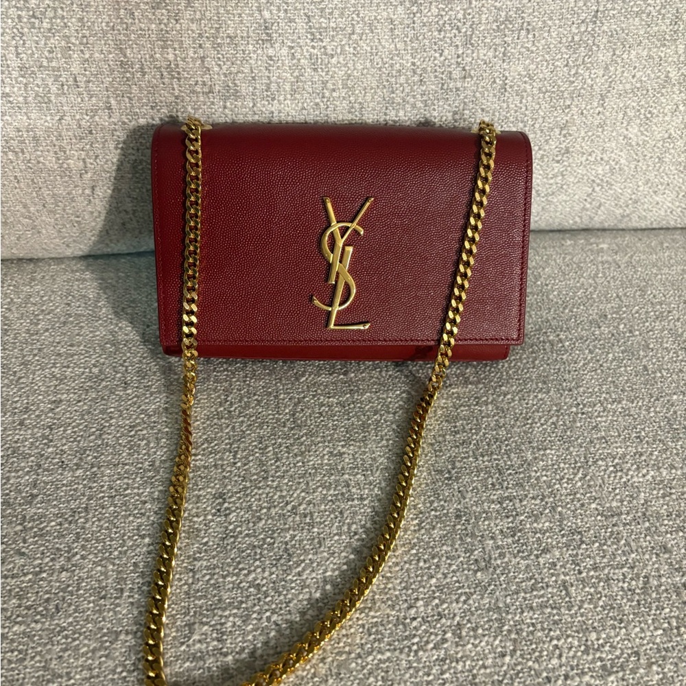 Yves Saint Laurent Burgundy Crossbody with Gold Chain